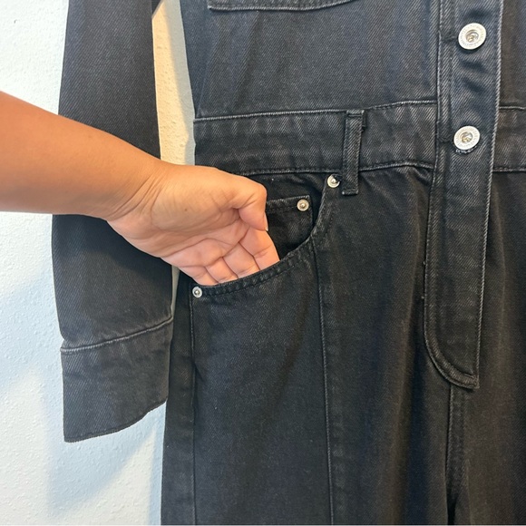 New! Zara Medium Women’s The Dorian Black Denim Jumpsuit - Picture 11 of 16